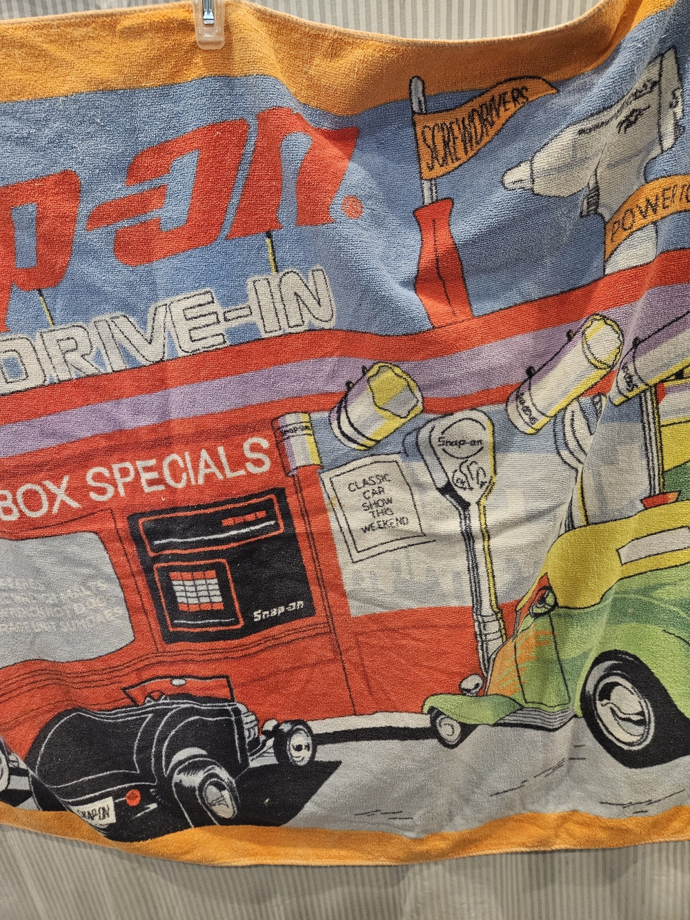 Snap On Tools Beach Towel Flank Drive In 58x32” 1990s Collector Item Cotton - Picture 4 of 10